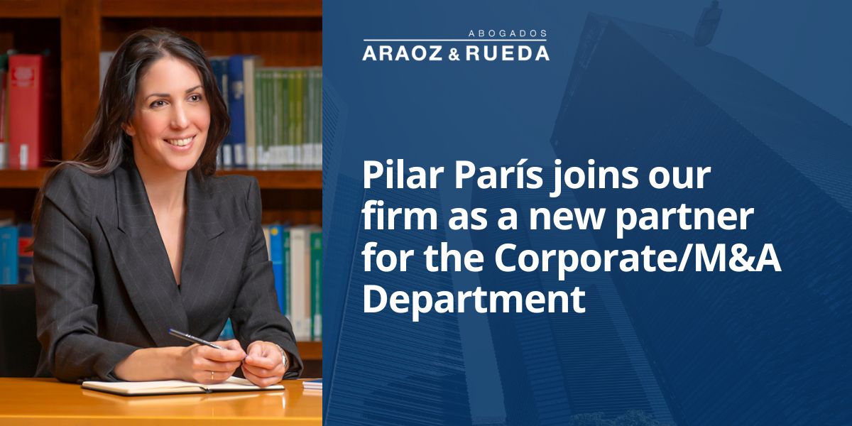 Pilar París joins our firm as a new partner for the Corporate/M&A Department